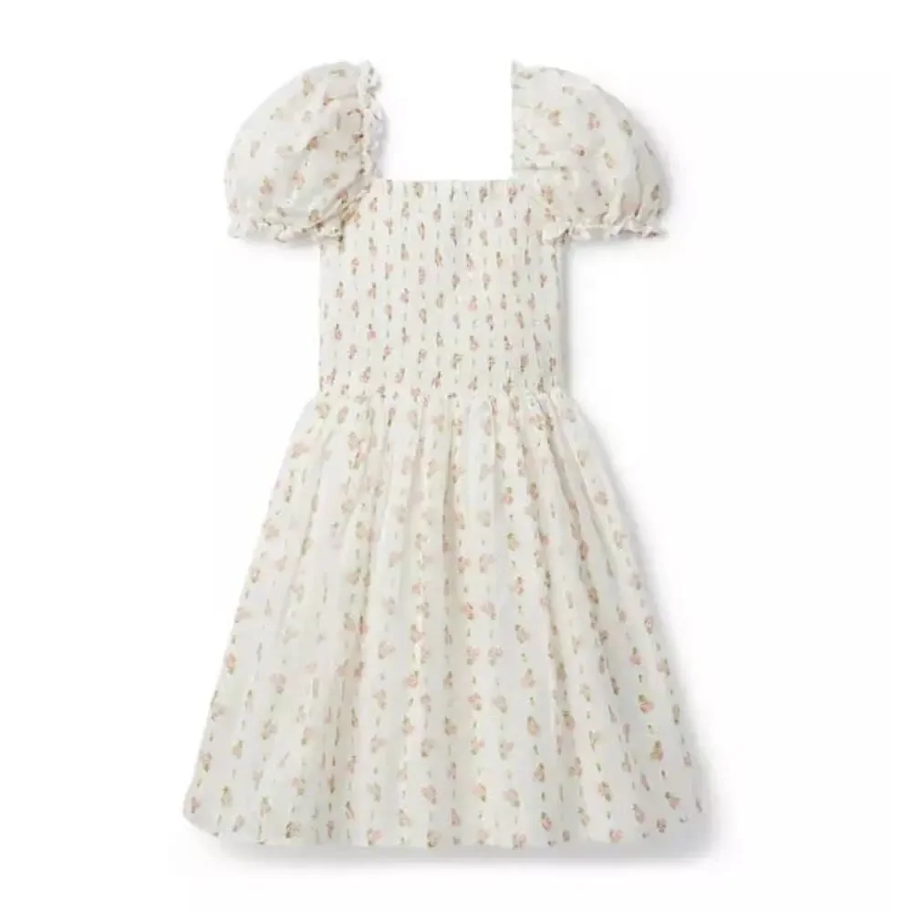 NWT❤️Janie and Jack The Grace Floral Smocked Puff Sleeve Dress sz8